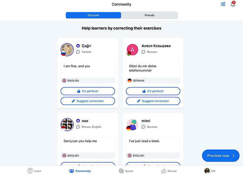 talkREAL-Blog-Busuu-Test-Community Community Tab in Busuu