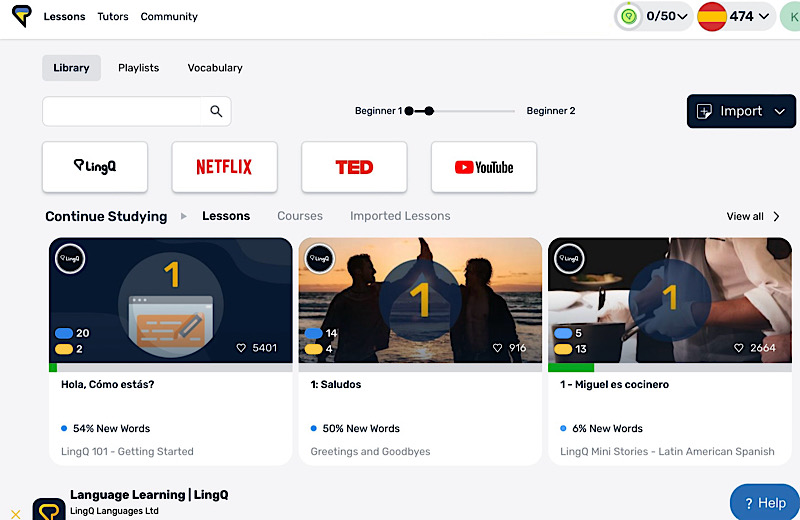 LingQs Landing Page