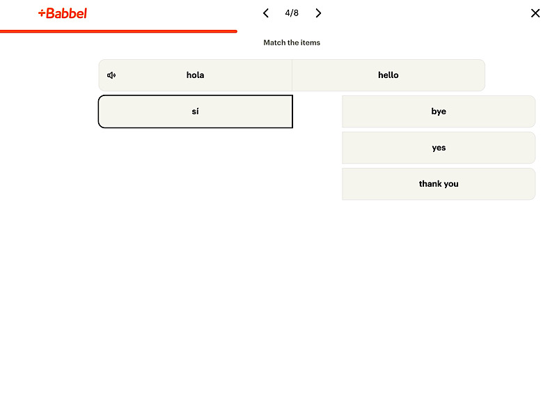Matching exercise Babbel