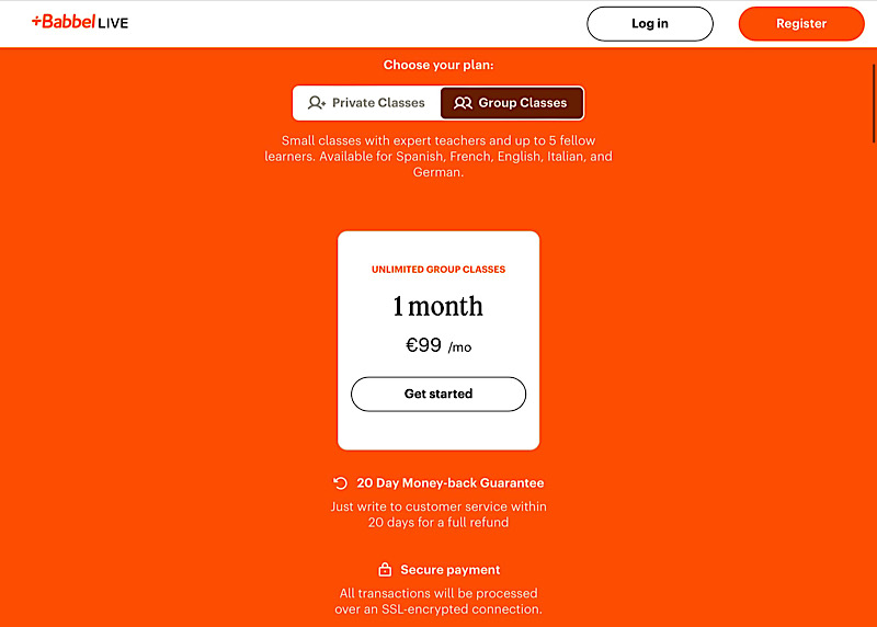 Babbel Live group pricing