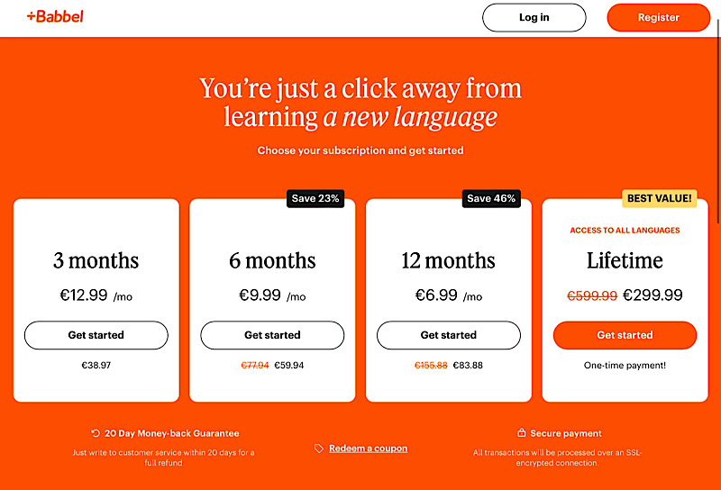 Babbel Pricing