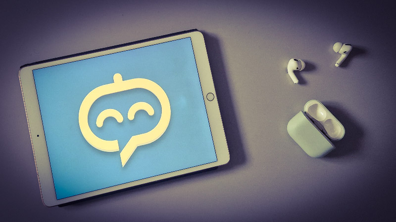 Langotalk Logo shown on an iPad ready to be tested
