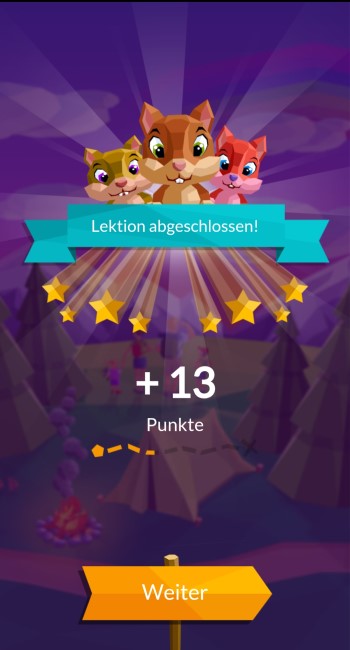 Der Belohnungsbildschirm in der Mondly Kids App