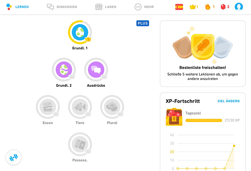 Duolingo Startseite 