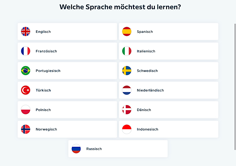 Babbel-Test: Die Sprachauswahl