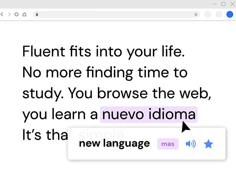 Versprechen der Browser-Erweiterung zum Sprachenlernen Fluent
