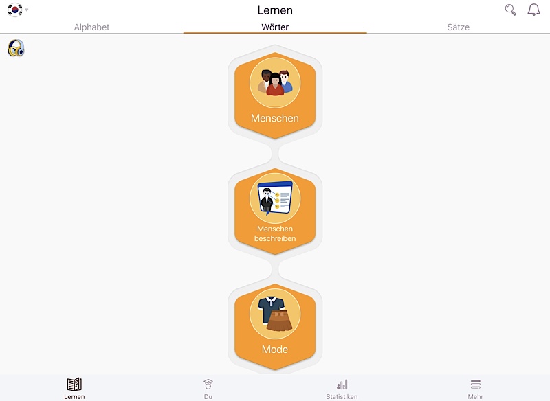 Lerninhalte der Sprachlern-App FunEasyLearn auswaehlen