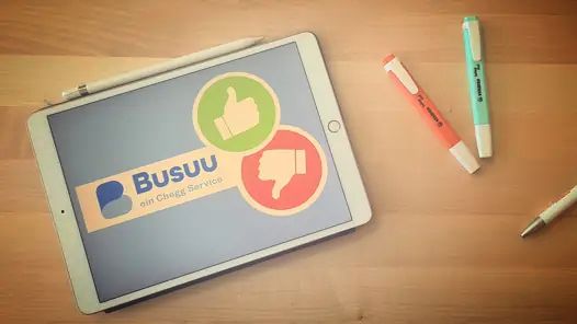 Busuu Logo auf einem Tablet gezeigt